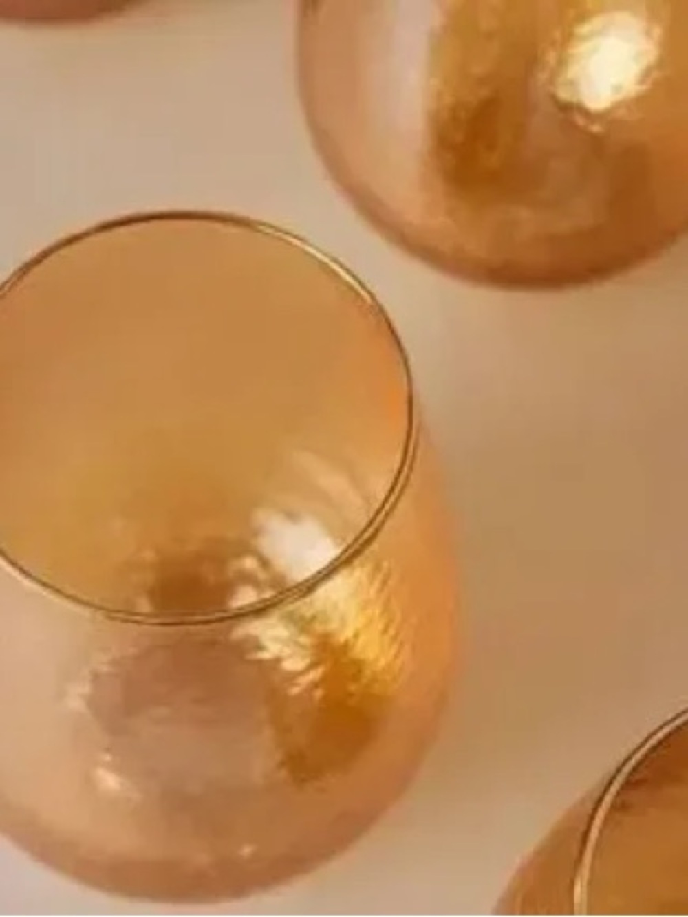 NWT Anthropologie Set of 2 Zaza Lustered 24K Gold Stemless Wine Glasses in Honey